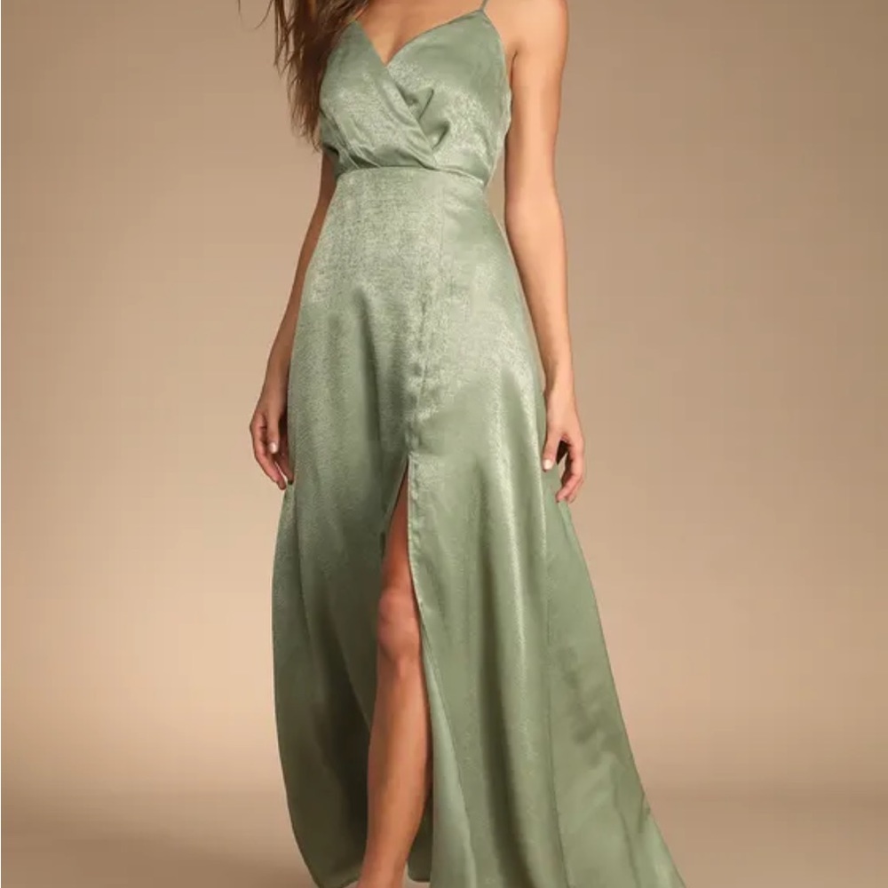 Sage Green Lulus Maxi Bridesmaid Dress